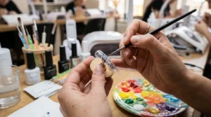 brushing nail art