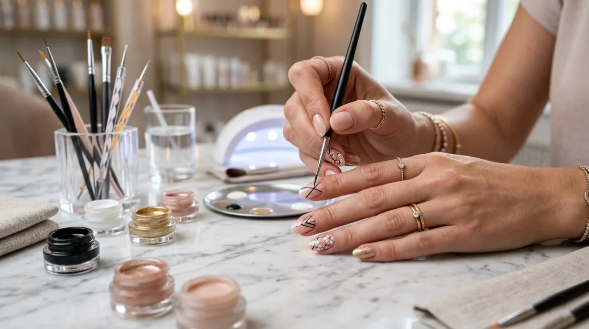 brushing nail art